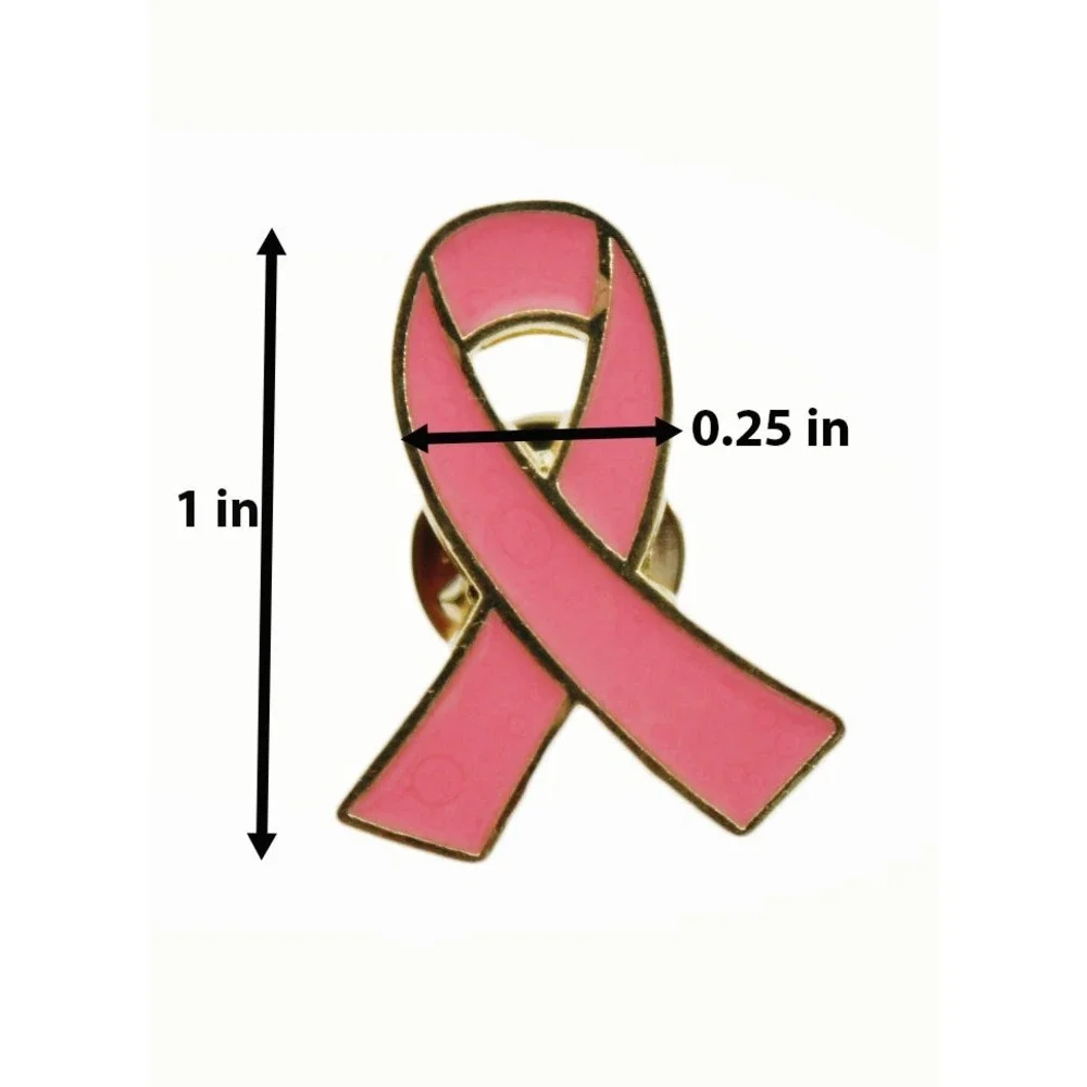 250 pcs Pink Ribbon Breast Cancer Awareness Enamel Lapel Pin‎ Gold Tone